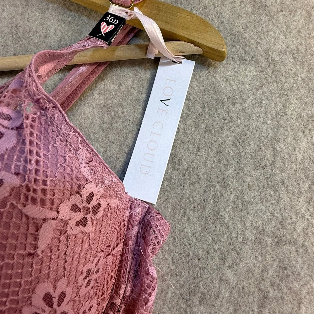 Victorias Secret Love Cloud Lightly Lined Demi Bra Pink Floral Lace 36D NWT